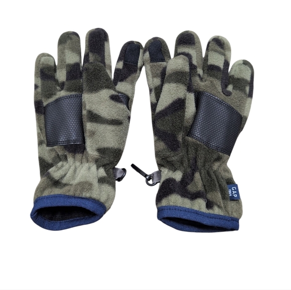 4/$12 Gap Kids Camo Gloves Fleece Texting Finger Pad Green Black - Picture 1 of 6